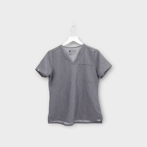 FIGS Salima Scrub Top Women’s Size Small Minimalist Pocket Gray Short Sleeve